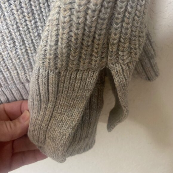 Gap Hoodie Sweater Womens M Petite Gray Cotton Knit Ribbed Pullover - Picture 5 of 9